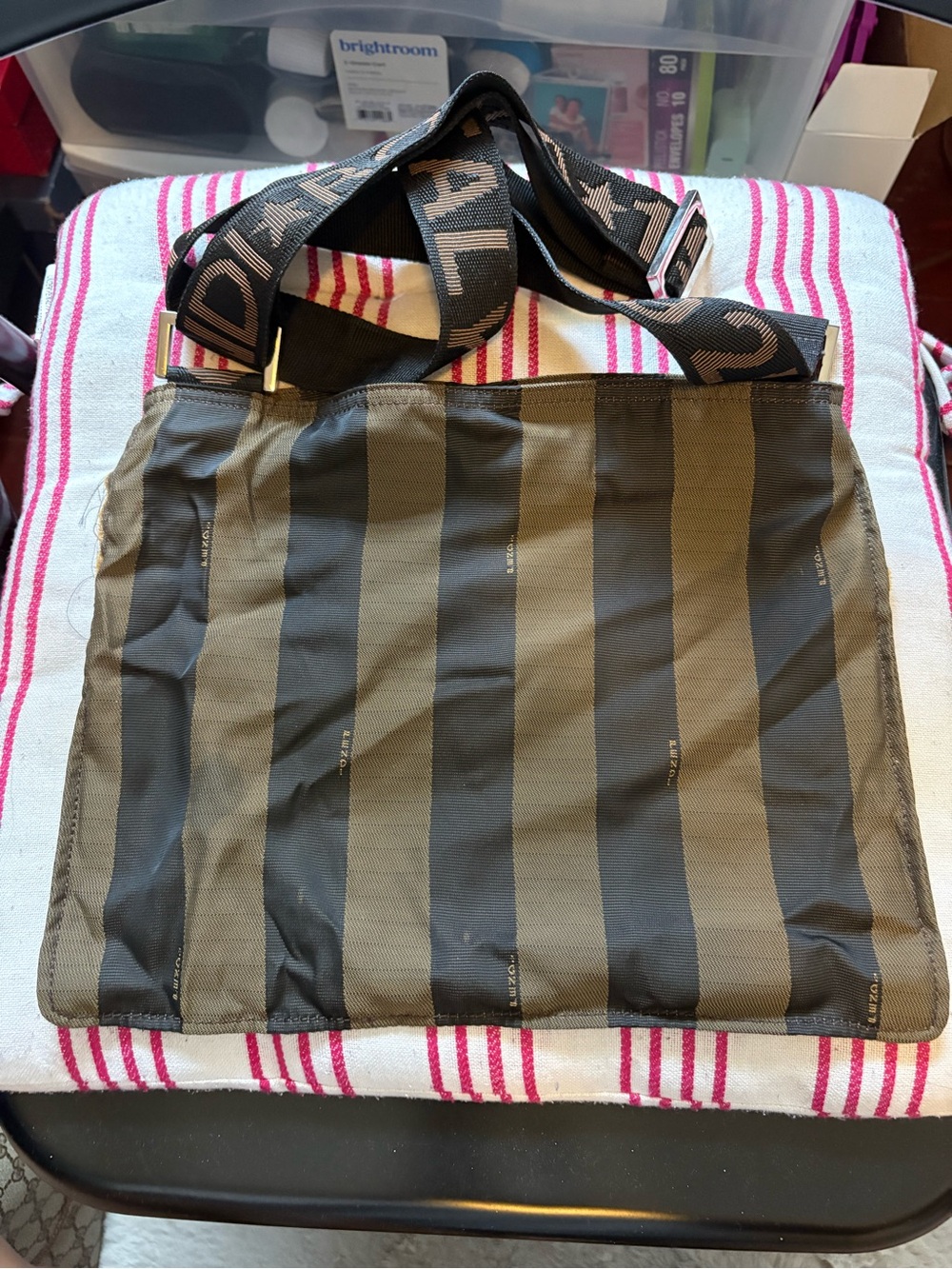 Fendi Olive Green and Black Striped Crossbody Bag - Picture 3 of 8